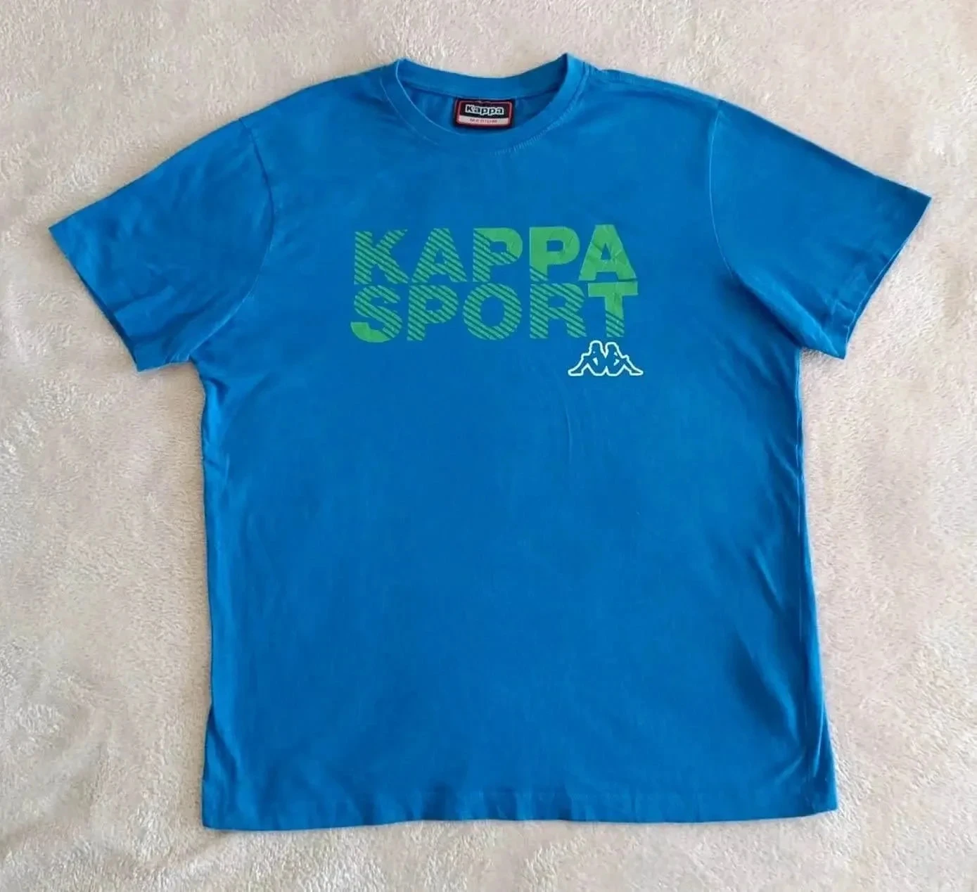 T-shirt Kappa Sport azul com estampa verde e logo branco tamanho M – photo 2